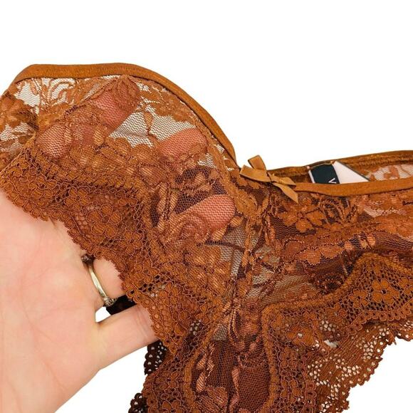 Victoria's Secret Copper Very Sexy Cheeky Panty Lace Boudoir Womens Small - Picture 2 of 7